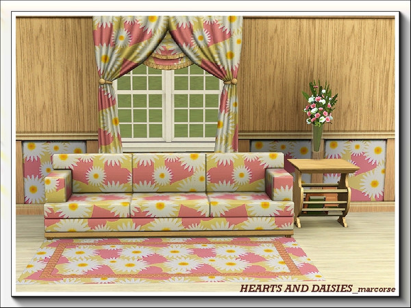 Sims 3 — Hearts and Daisies_marcorse by marcorse — Random pink hearts and white daisies in a scatter pattern. 3 channels