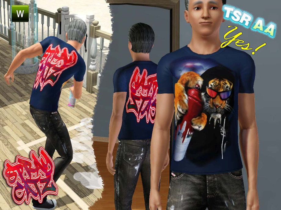 The Sims Resource - SprayCatzTee_Adult_Male