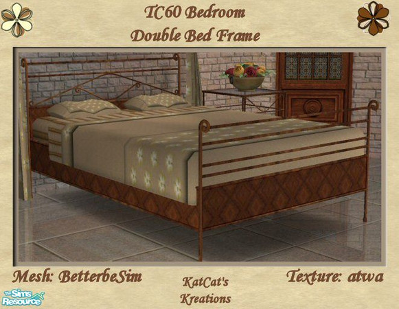 Sims 2 — TC60 Bedroom - Double Bed Frame by KatCat — Recolor of BetterbeSim\'s \"Romanza Bedroomset - Bed