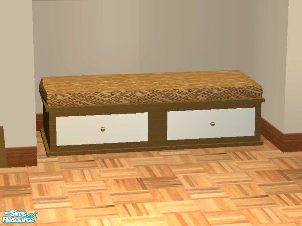 Sims 2 — Platform Bedroom (Dark Wood) - Bench Seat by EarthGoddess54 — Part of the Platform Bedroom in Dark Wood set.