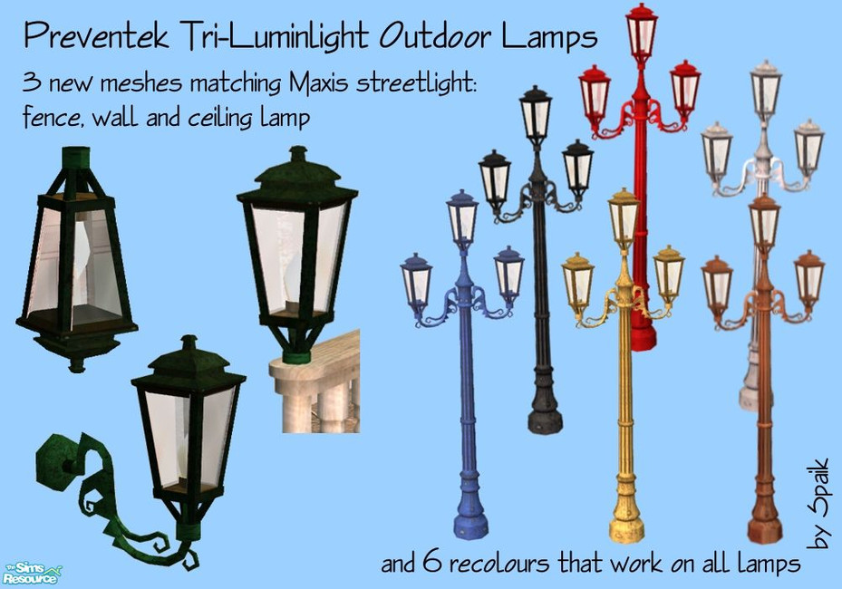 The Sims Resource Preventek TriLuminlight Outdoor Lamps