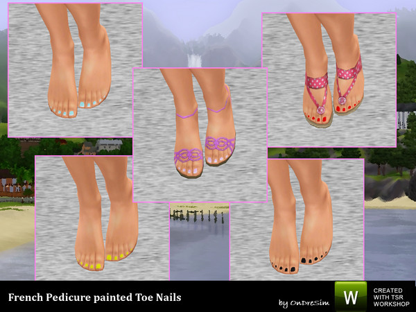 Sims 3 — French Pedicure Toenails by ondresim — Sock accessory to have painted toenails for your lady Sims. Includes a 2
