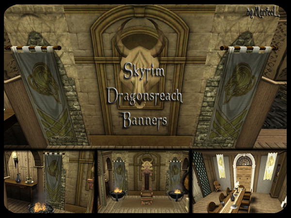 Sims 3 — Skyrim Dragonsreach Banner by murfeel — Dragonsreach castle's banner. Funny how similar their banner motif can