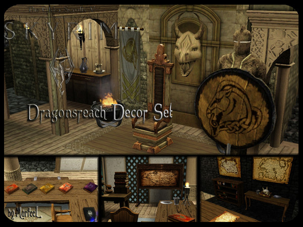 Sims 3 — Skyrim Inspired Decor Set by murfeel — For all those fans of Whiterun, this set is for you! Decor to grace