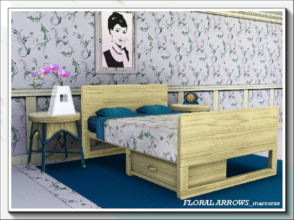 Sims 3 — Floral Arrows_marcorse by marcorse — Sylised tulips and arrowheads in a delicate, randomly repeated design.