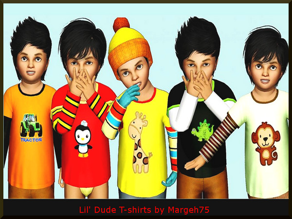 Sims 3 — Lil' Dude Tshirts by TSR Archive — -Cute summer tshirts for male toddlers -Contains 5 Tshirt designs