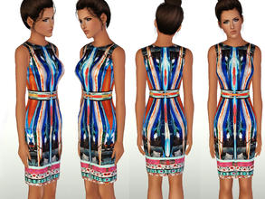 Sims 3 — Tarapana Vol 3_04 by ShakeProductions — colorful printed dress.Not recorable
