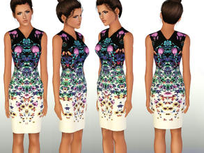 Sims 3 — Tarapana Vol 3_05 by ShakeProductions — Printed colorful dress.Not recorable
