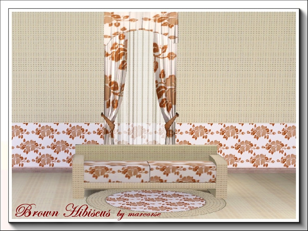 Sims 3 — Brown Hibiscus_marcorse by marcorse — A very simple allover repeat pattern of brown hibiscus flowers and leaves.