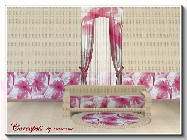 Sims 3 — Coreopsis_marcorse by marcorse — Big, splashy coreopsis flowers and feathery leaves in a bold repeat pattern. It