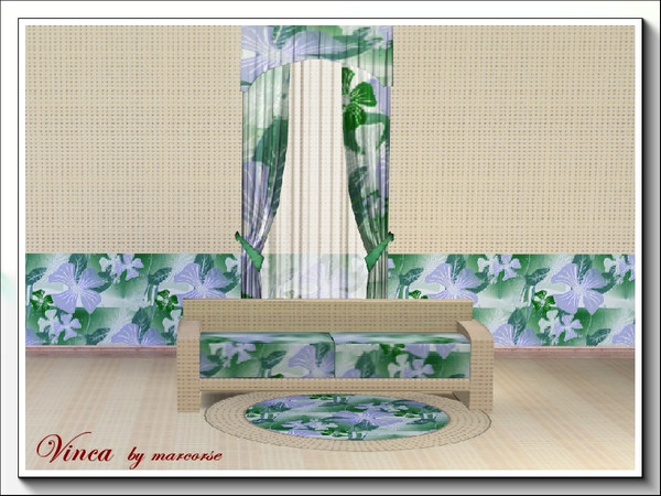 Sims 3 — Vinca_marcorse by marcorse — A random repeat pattern featuring blue vinca flowers and their leaves. This is