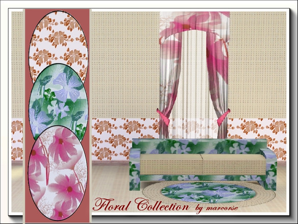 Sims 3 — Floral Collection_marcorse by marcorse — Floral Collection contains three Fabric patterns with a floral theme.
