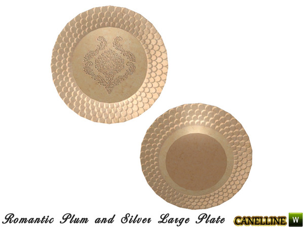 Sims 3 — Romantic Plum and Silver Dining Room. Decorative and Stackable Large Plate by Canelline. by Canelline — Romantic