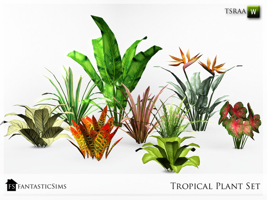 The Sims Resource Tropical Plant Green Banana Leaf Plant FS