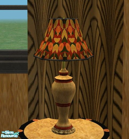 Sims 2 — Lew\'s Bedroom - Lew\'s Lamp by Riverwillows — Lovely lamp with solid bird\'s eye maple base, and pretty