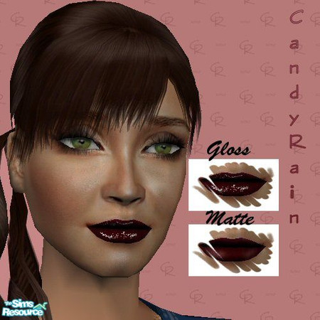 Sims 2 — Boysenberry Matte and Gloss by Candyrain — Boysenberry lipcolor in matte and gloss.