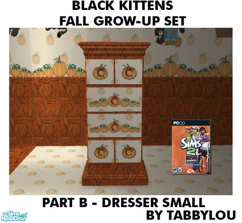 Sims 2 — TL - Black Kittens Fall GrowUp Dresser Small by TabbyLou — Sun King Drawers by Royale Furniture Co. for the