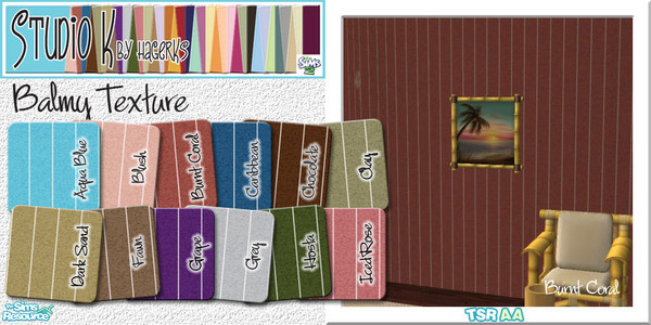 Sims 2 — Studio K Balmy Texture_01 by StudioKhagerks — 1-12 of 36 colors. Great for Twikkii Island resorts. Balmy Texture