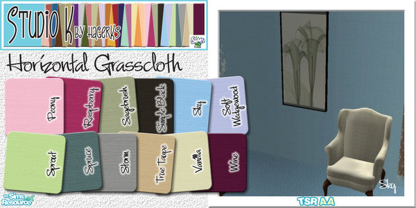 Sims 2 — Studio K Horizontal Grasscloth_03 by StudioKhagerks — 25-36 of 36 colors. Coordinates with Studio K Blossom and
