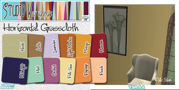 Sims 2 — Studio K Horizontal Grasscloth_02 by StudioKhagerks — 13-24 of 36 colors. Coordinates with Studio K Blossom and