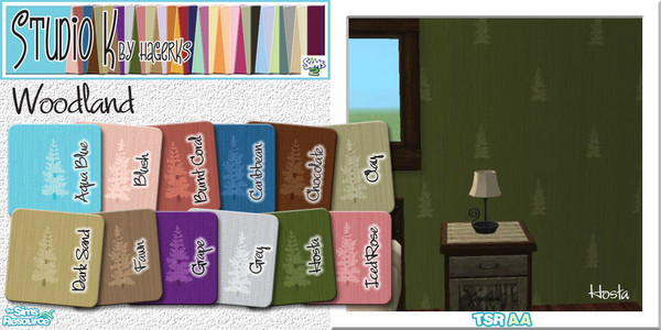 Sims 2 — Studio K Woodland_01 by StudioKhagerks — 1-12 of 36 colors. Great for BV Three Lakes cabins and hotels! Woodland