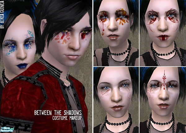 Sims 2 — Between the Shadows - Costume Makeup by aikea_guinea — Set of six costume makeups for both genders and all ages.