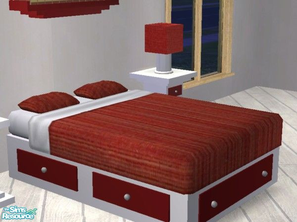 Sims 2 — Platform Bedroom (Red&White) - Bedding by EarthGoddess54 — Part of the Platform Bedroom recolor set. Enjoy!
