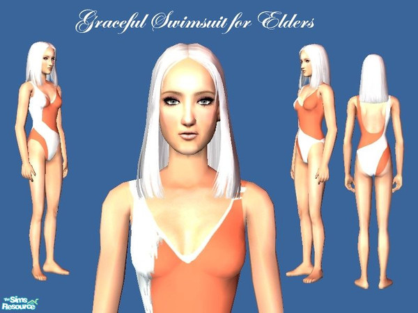 Sims 2 — Graceful Marmalade Swimsuit for Elders  by skystars5 — A lovely and graceful swimsuit for your elders. Modeling