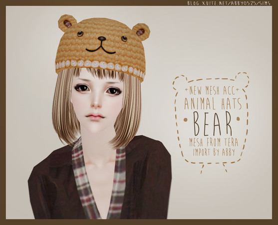 Sims 2 — Animal Hat [Bear, Panda, Frog] by Abby-_- — A new mesh hat with 3 color. Bear & Panda & Frog