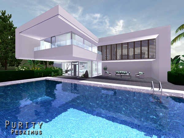 Sims 3 — Purity by peskimus — Purity is a home for the pure heartened Sims. With soft blue and white interiors, bold