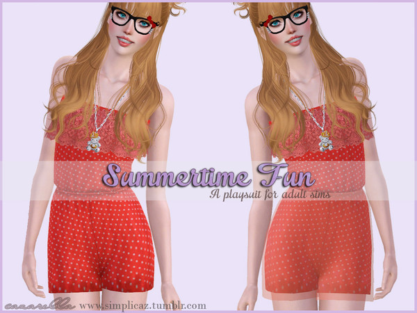 Sims 3 — Summertime Fun by Cazarella — A cute little playsuit for your female adult sims. 2 versions included in the Sims