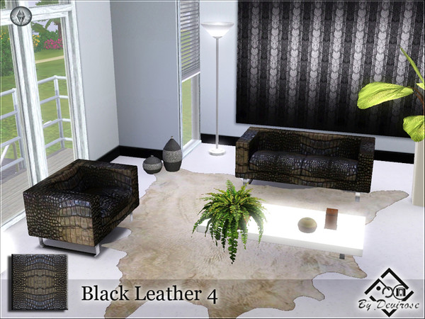 Sims 3 — Black Leather 4 by Devirose — Pattern in ecological leather for modern and minimalist rooms.Base Game