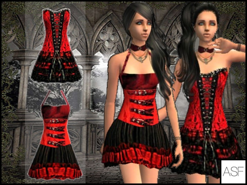 The Sims Resource - { asimfreak } Goth Dress Set - A.F