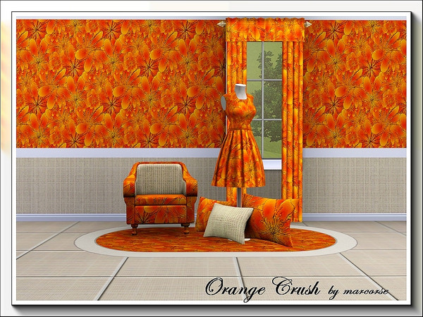 Sims 3 — Orange Crush_marcorse by marcorse — A positive crush of beautiful orange flowers in a dense allover Fabric