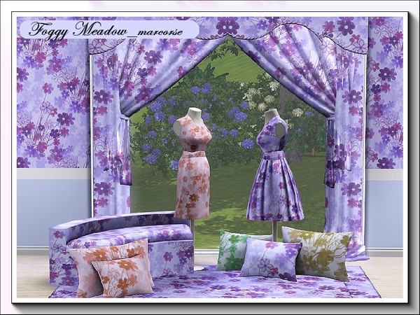Sims 3 — Foggy Meadow_marcorse by marcorse — Clumps of meadow flowers in a soft-focus Fabric pattern. 3 palettes