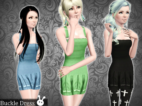 Sims 3 — Buckle Dress by XxNikkibooxX — A cute dress with little buckles on the straps for your young adult and adult