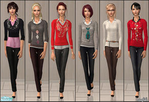 Sims 2 — Tamely by confide — Six outfits and one new mesh included.