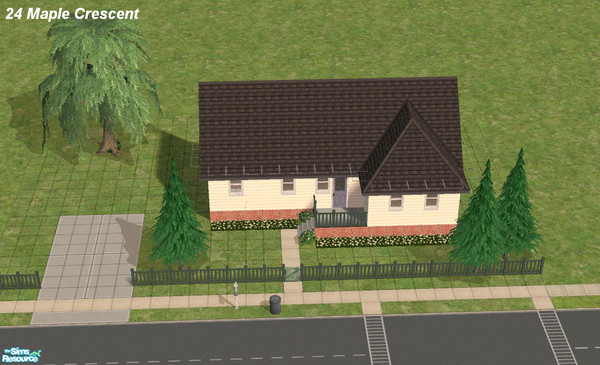 Sims 2 — 24 Maple Crescent by kjmcd83 — This bungalow sittuated on a lot with mature trees, includes a deck and small