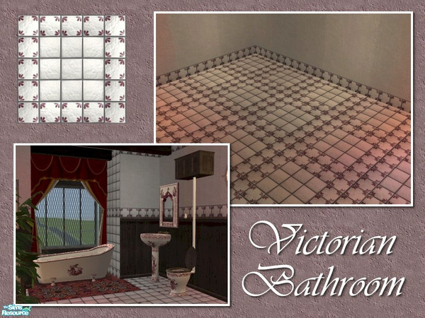 Sims 2 — Victorian Tiled Floor 1 (Rose) by Cyclonesue — A floor tile to match the rose recolour set of the Victorian