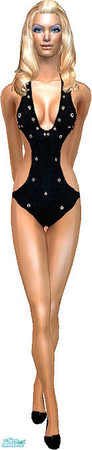 Sims 2 — Beyonce Star Collection - Black Swimwear by Morphisha — Black Swimwear with Golden Diamonds and heels
