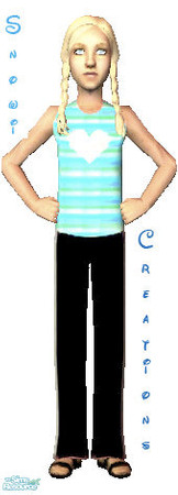 Sims 2 — Snowi Creations- Girl's Everyday Blue by SnowiJingleBells — This everyday outfit includes black sweat pants with
