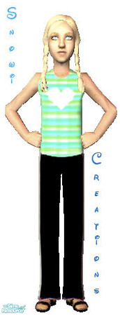 Sims 2 — Snowi Creations- Girl's Everyday Green by SnowiJingleBells — This everyday outfit includes black sweat pants