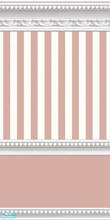 Sims 2 — jsf2WMBRDuskyPinkStripe by jsf — Beaded and carved white marble wainscoting holds ivory and a subdued shade of