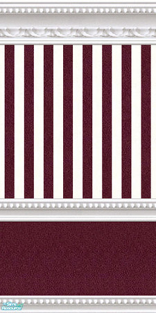 Sims 2 — jsf2WMBRCurrantStripe by jsf — Beaded and carved white marble wainscoting holds ivory and deeply colored currant