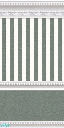 Sims 2 — jsf2WMBRCeruleanStripe by jsf — Beaded and carved white marble wainscoting holds ivory and cerulean striped