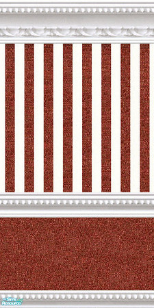 Sims 2 — jsf2WMBRAutumnStripe by jsf — Beaded and carved white marble wainscoting holds ivory and autumn orange striped