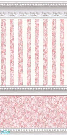 Sims 2 — jsf2WMBRPinkStripe by jsf — Beaded and carved white marble wainscoting holds ivory and pink textured striped