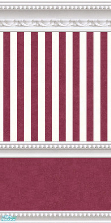 Sims 2 — jsf2WMBRBerrySuedeStripe by jsf — Beaded and carved white marble wainscoting holds ivory and bright berry