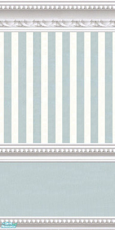Sims 2 — jsf2WMBRAquaStripe by jsf — Beaded and carved white marble wainscoting holds ivory and aqua striped wallpaper.