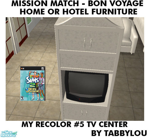 Sims 2 — TL - MM BonVoyage HOH Furniture Rec05W TVCenter by TabbyLou — Stationary Concierge TV Center for Recolor of Bon